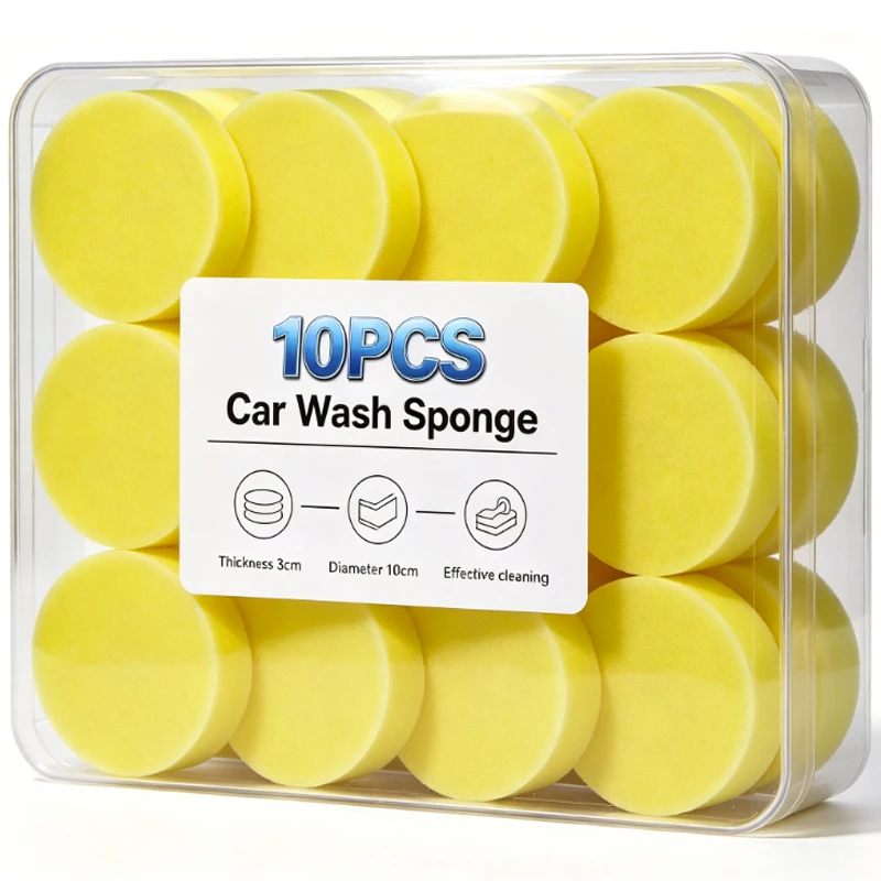 Car Waxing Encrypted Wash Sponge Block High-density Thicken Honeycomb Sponges Block Round Dirt Removal Cleaning Tool 10pcs