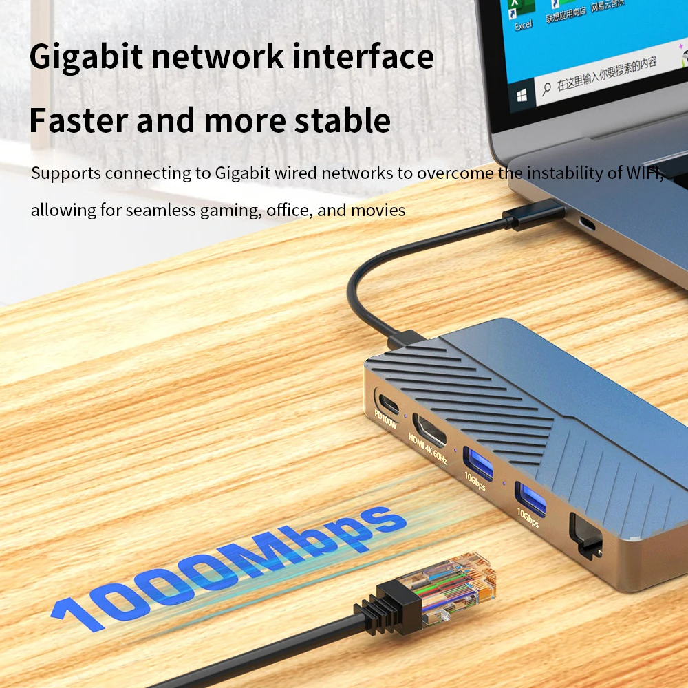 محطة إرساء TISHRIC 6 في 1M.2 SSD - دعم البروتوكول المزدوج (NVMe/NGFF SATA) مع USB3.2 Gen2 بسرعة 10 جيجابت في الثانية