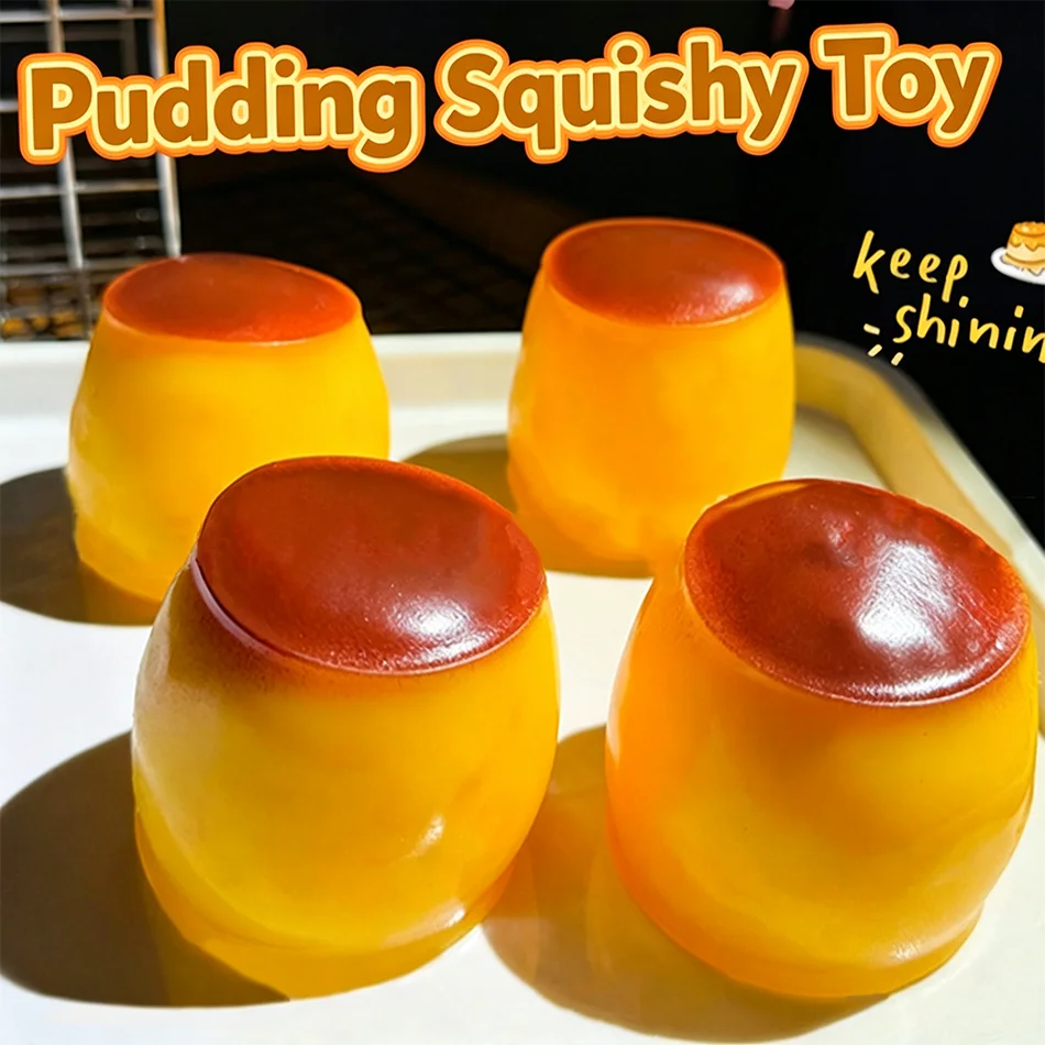 Caramel Pudding Crunchy Moldable Stress Ball Fidget Toy Crispy Squeeze Ball Round Blocks Filled ASMR Anti Stress Toys for Adults