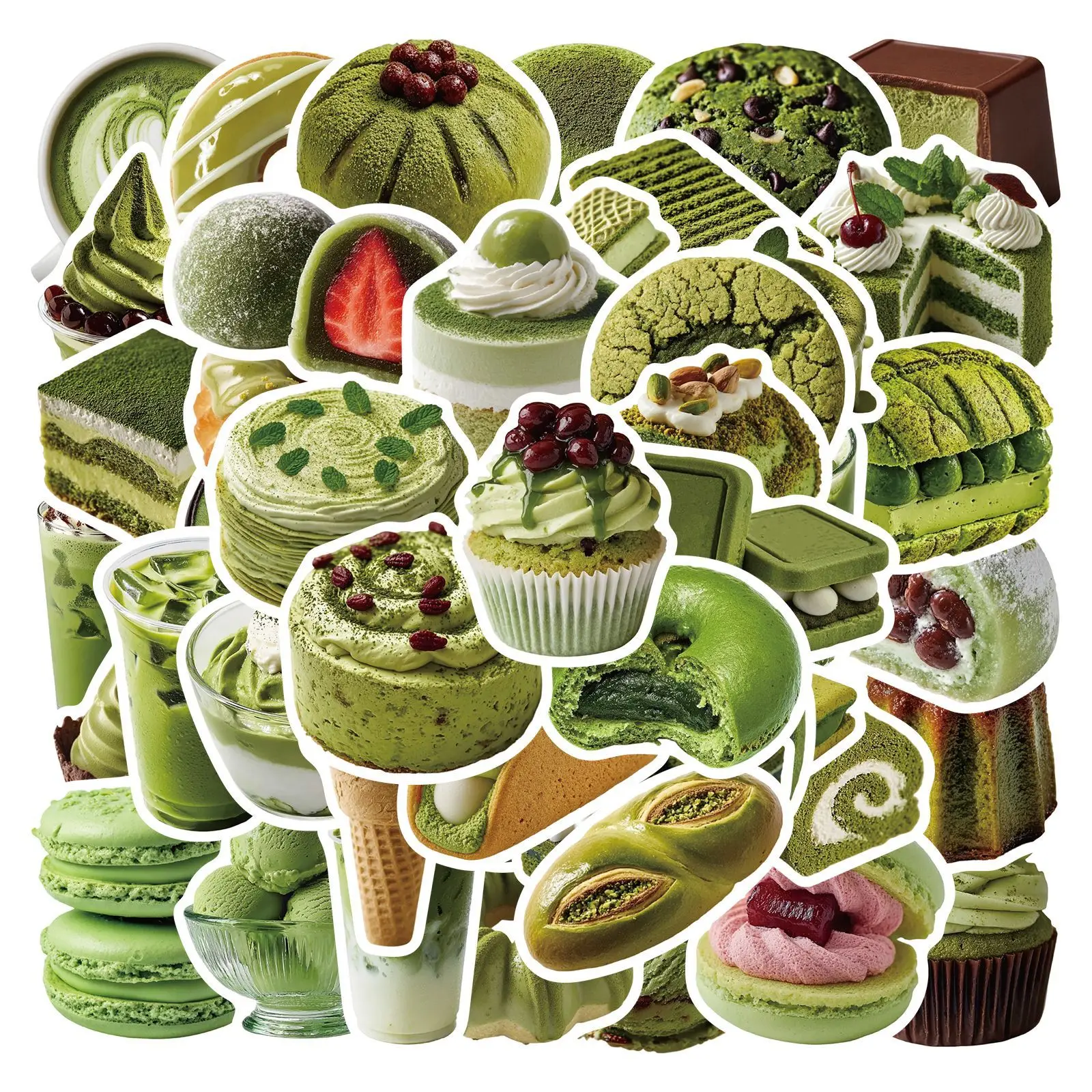 50 Pcs Matcha Vanilla Cake Dessert Graffiti Stickers Fresh Style DIY Phone Case Skateboard Luggage Stickers