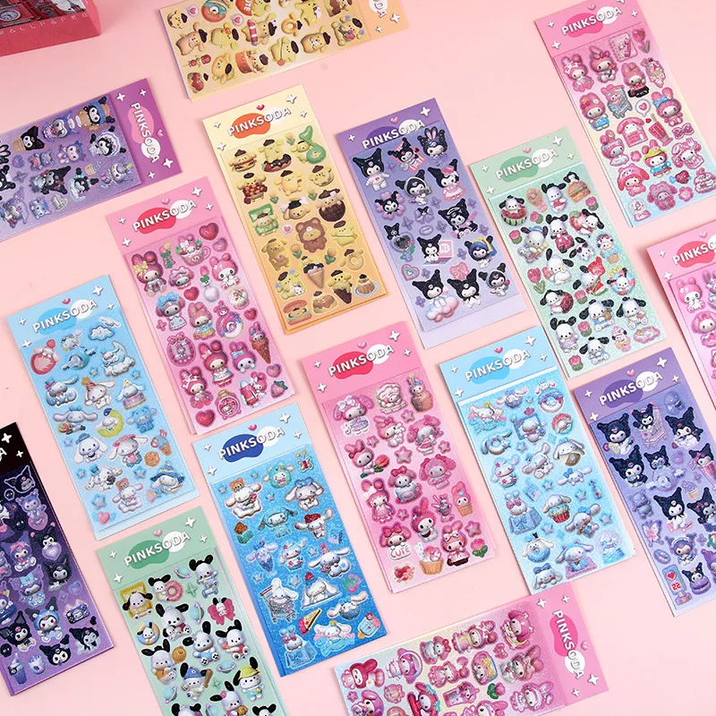 20/60/100pcs Sanrio Sticker Cute Cartoon Cinnamoroll Kuromi My Melody Sticker Decals Material Stationery Wholesale Kids Toys