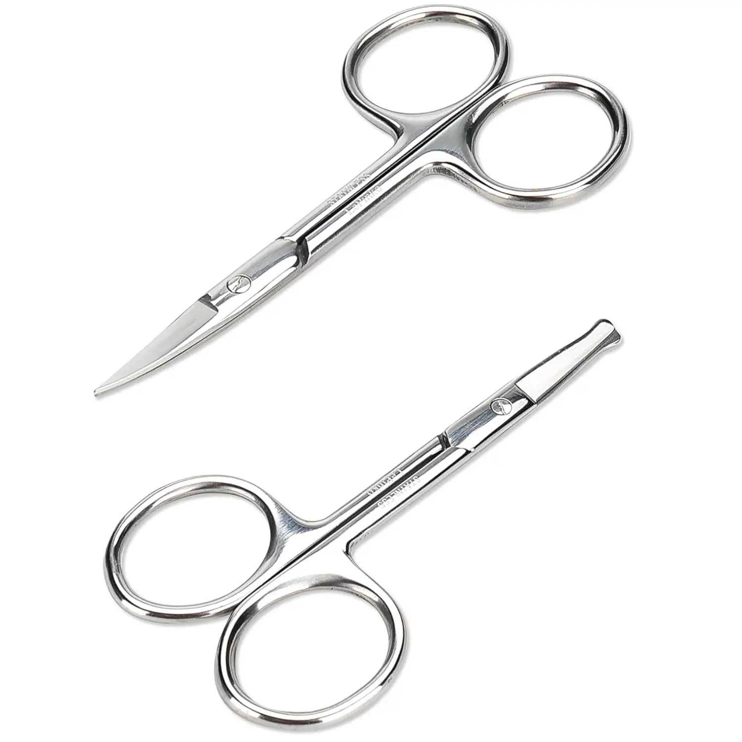 2PCS Silver Small Facial Hair Beauty Scissors for Men and Women Facial Hair Trimming Tool