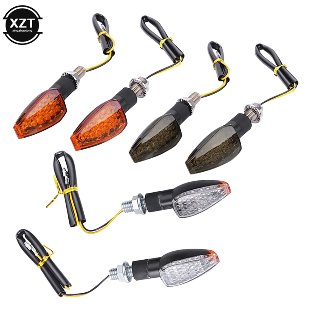 2 PCS Universal 14 LED Lights 12V Motorcycle Flashing Turn Signal Rear Indicators Tail Lights Yellow Lights for Honda BMW Yamaha