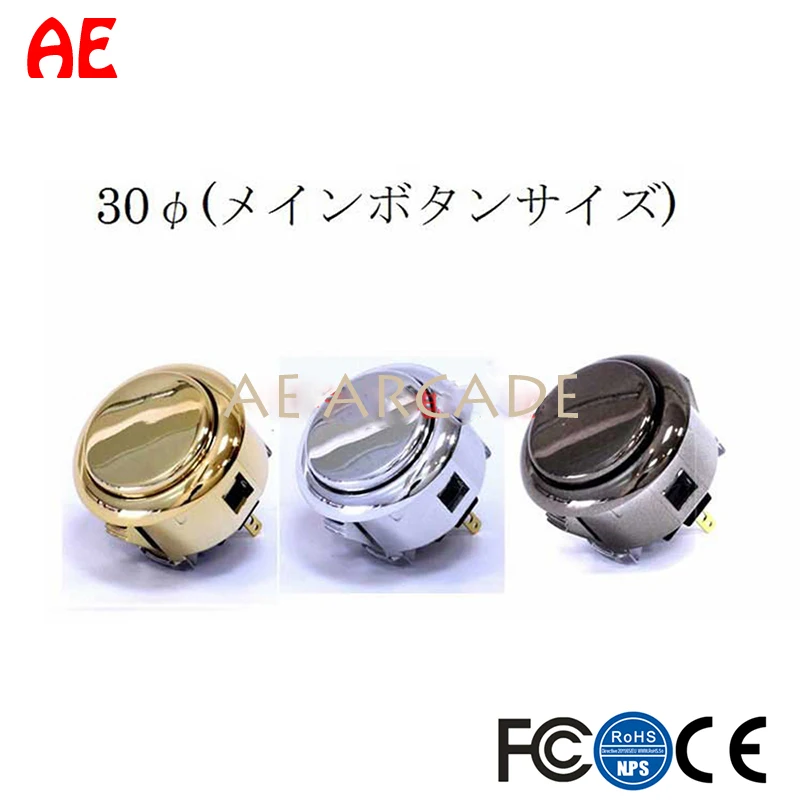 8Pcs/LOT SANWA OBSF-30/24 Plating Gold/Silver/ Black Push Button For USB MAME Controller Arcade Games Console Pandora Part