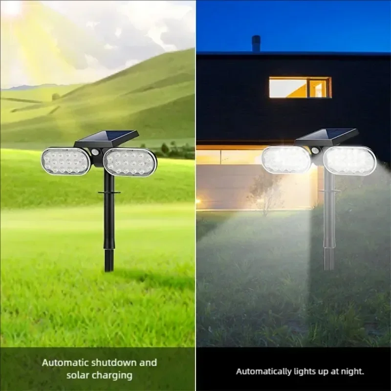 ไฟพลังงานแสงอาทิตย์กลางแจ้ง Motion Sensor การเหนี่ยวนําของมนุษย์ปรับหัว IP65 กันน้ําโคมไฟติดผนังพลังงานแสงอาทิตย์