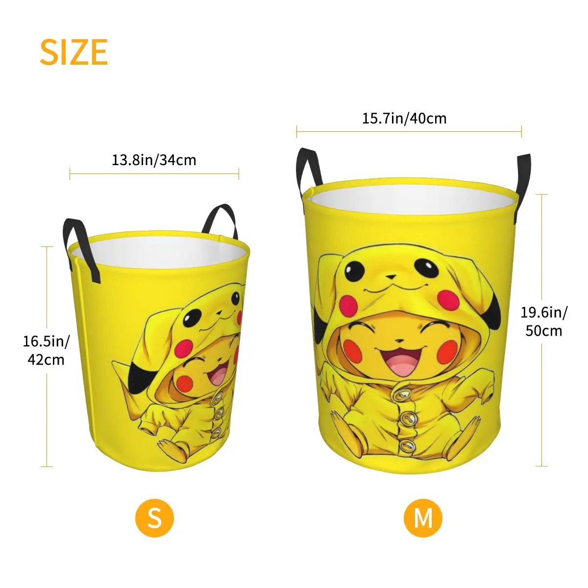 Custom P-Pikachus Flashing Laundry Basket Collapsible Large Clothing Storage Bin Baby Hamper - Image 6