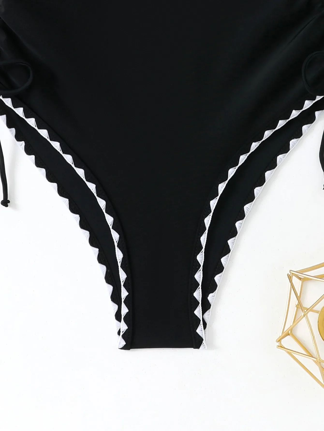 Femmes mode une pièce maillot de bain solide festonné garniture haute élastique maillot de bain maillots de bain sexy