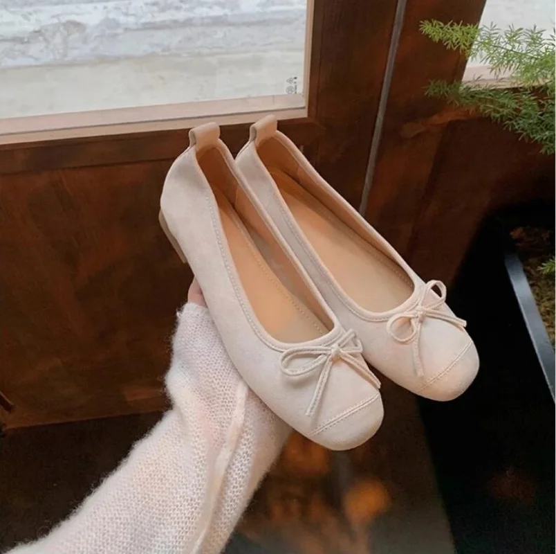 

Ladies French Single Shoe Sneakers Soft Sheepskin Shallow Mouth Ballet Flats Women Mary Jane Shoes Loafers