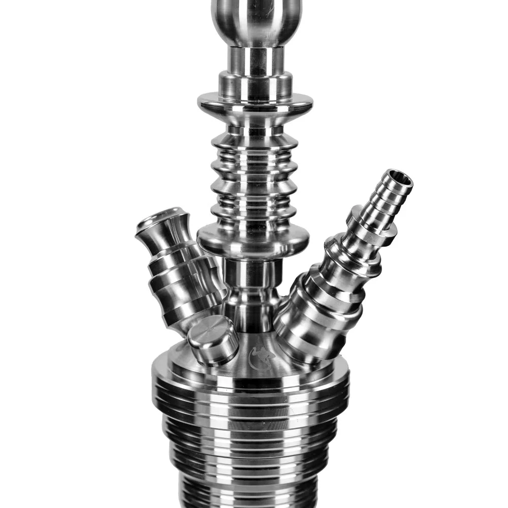 Dschinni Aztec Hookah Shisha Set 304 Stainless Steel with Glass Bottle 4 Pipes