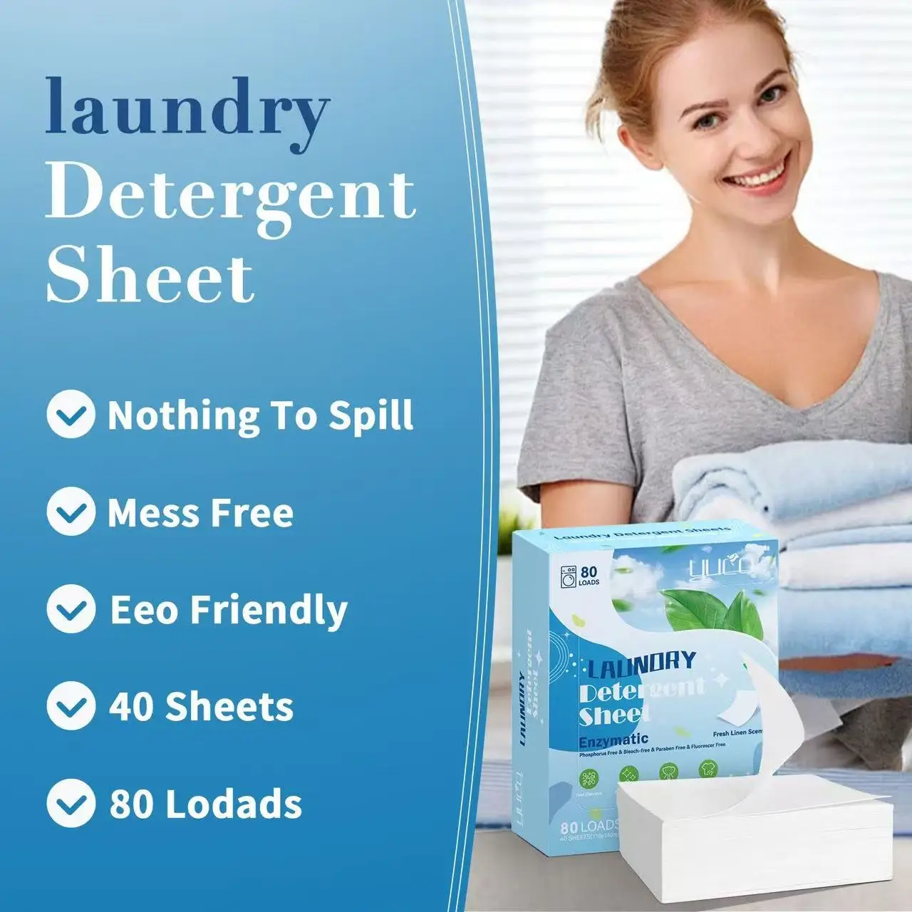 Concentrated Laundry Sheets 40PCS Water-Soluble Bubble Enzyme Stain Travel-Friendly Remover With Tool Paper Fragrance 72H W0Q4