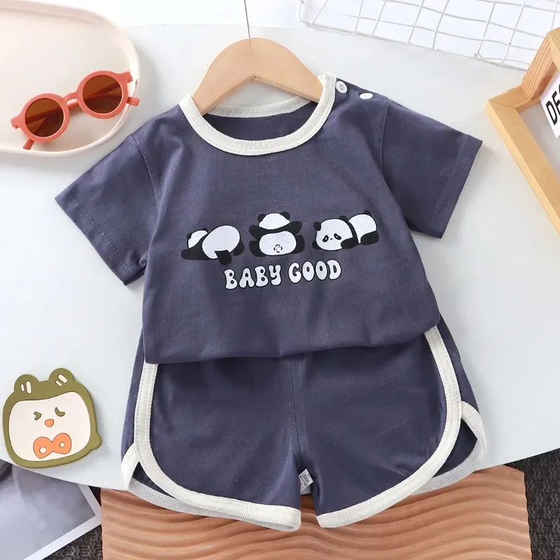 Summer cotton cartoon casual childrens set Baby Clothes girl girl boy T-shirt+shorts 2 pieces of 0-4-year-old childrens clothing image 3