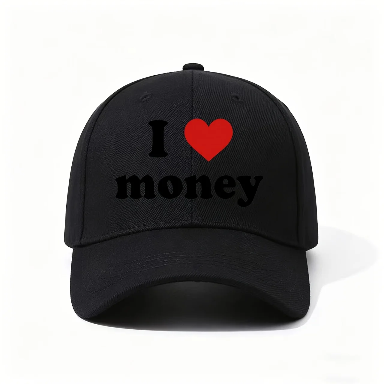 I Love Money Print Baseball Cap - Adjustable Structured Soft Cap Suitable for Finance Humor Gifts, Lightweight Money-Themed for