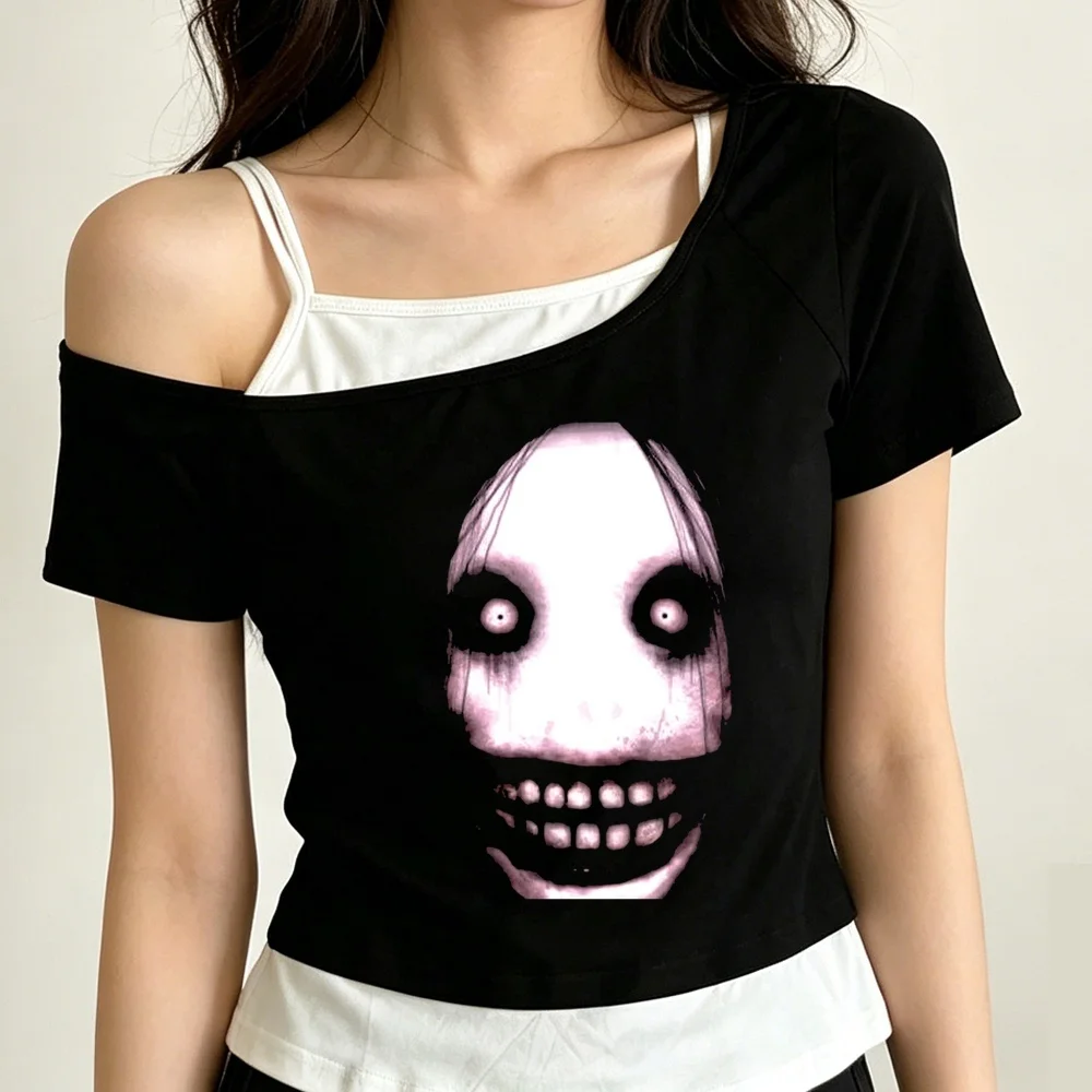 Jeff the Killer cropped top shoujo baddie jojifuku grunge kawaii alternative  t shirt vintage streetwear harajuku goth