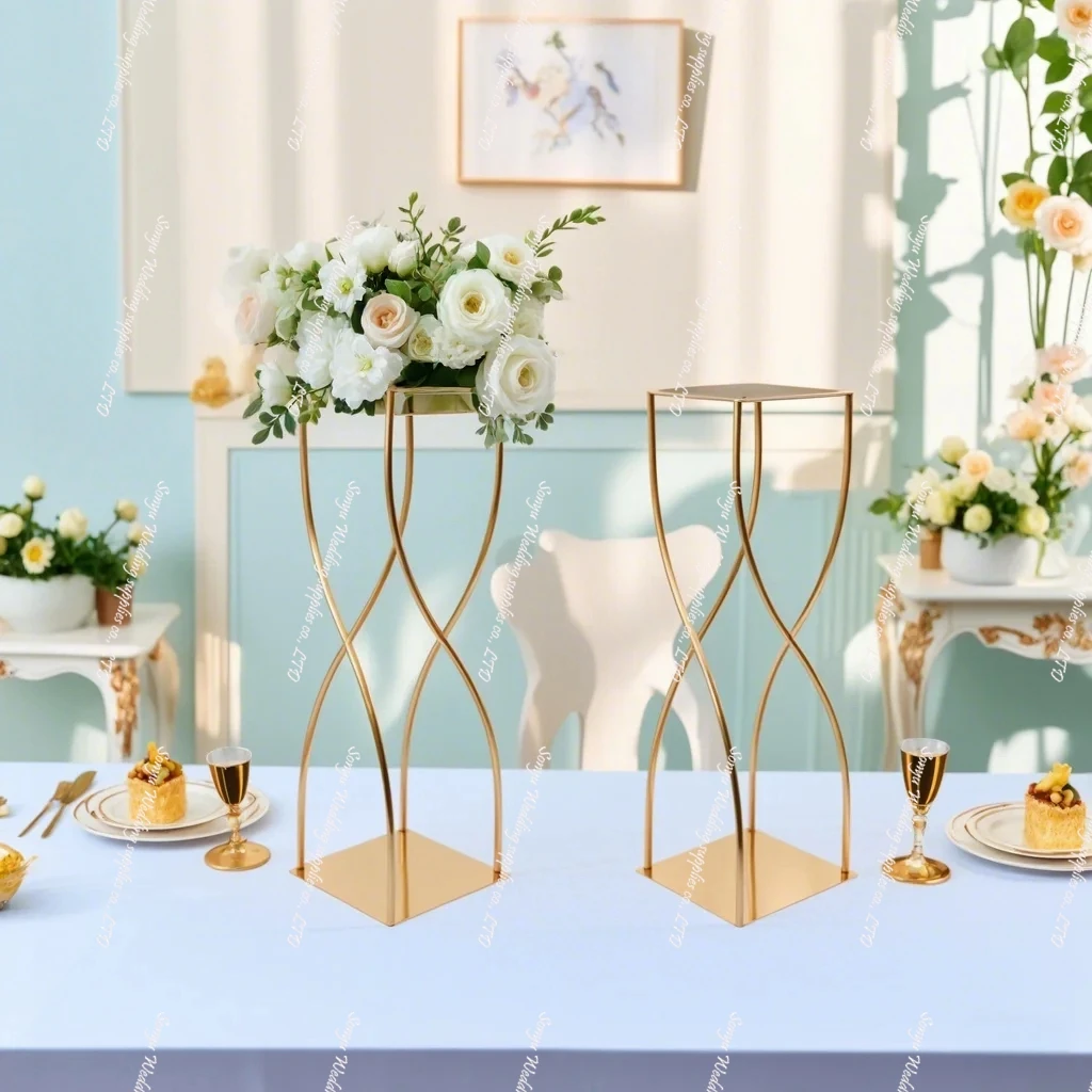 wedding table candlestick holder sliver Gold Metal CandleHolder Stand Table backdrop stick Centerpieces