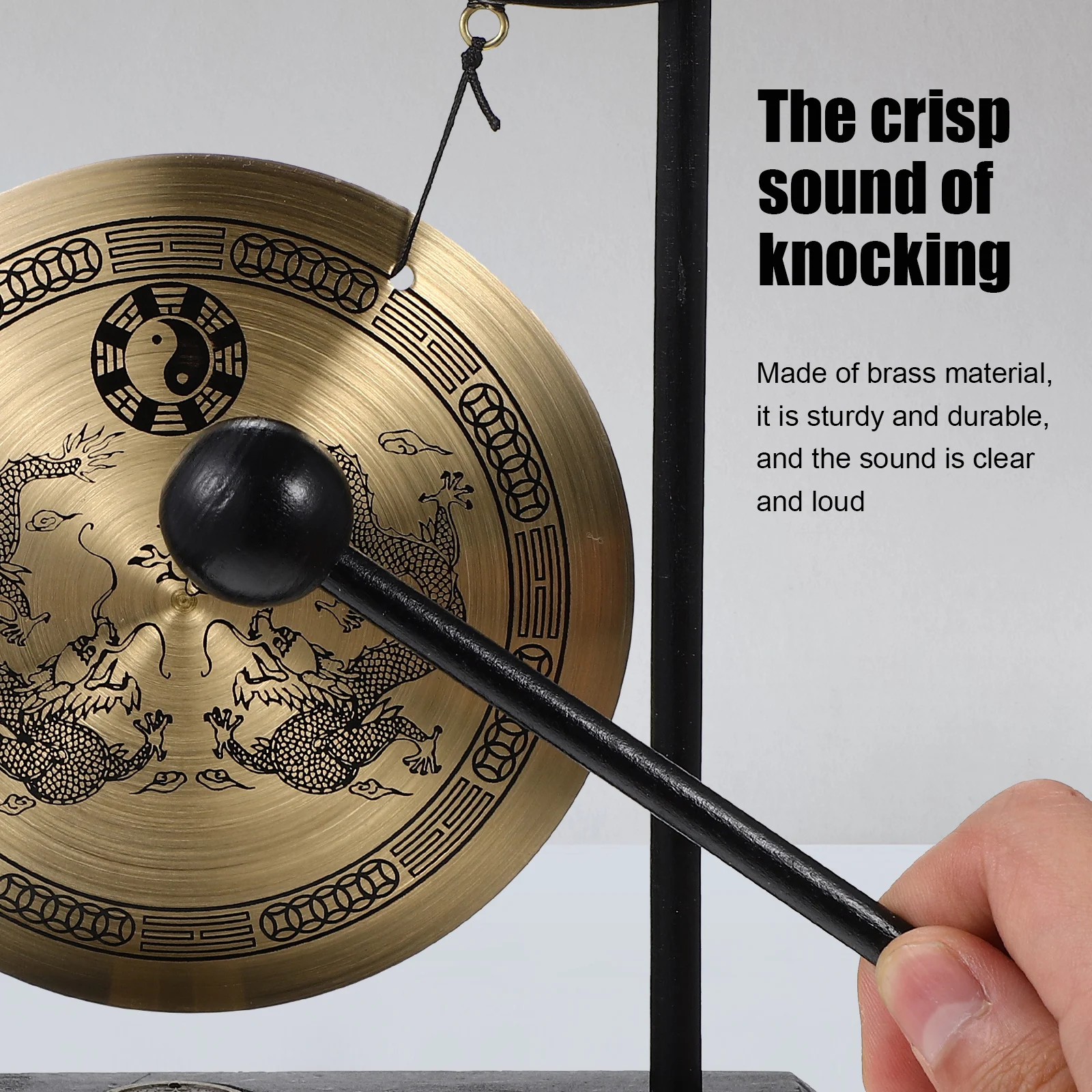 

Retro Copper Gong Fine Workmanship Vintage Patterns Mallet Included Home Office Decor Exquisite Sound 125 Copper Gong