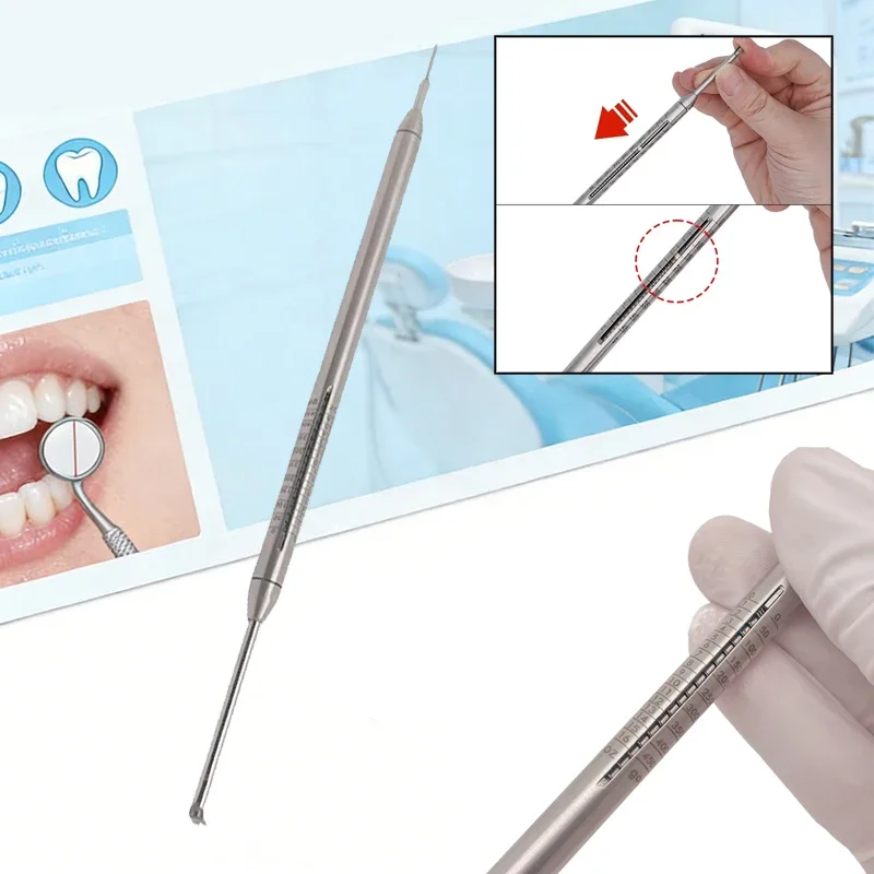 Dental Orthodontic Force Gauge Autoclavable Stainless Steel for Elastic Bands Braces Precise Tension Meter Ortho Tool