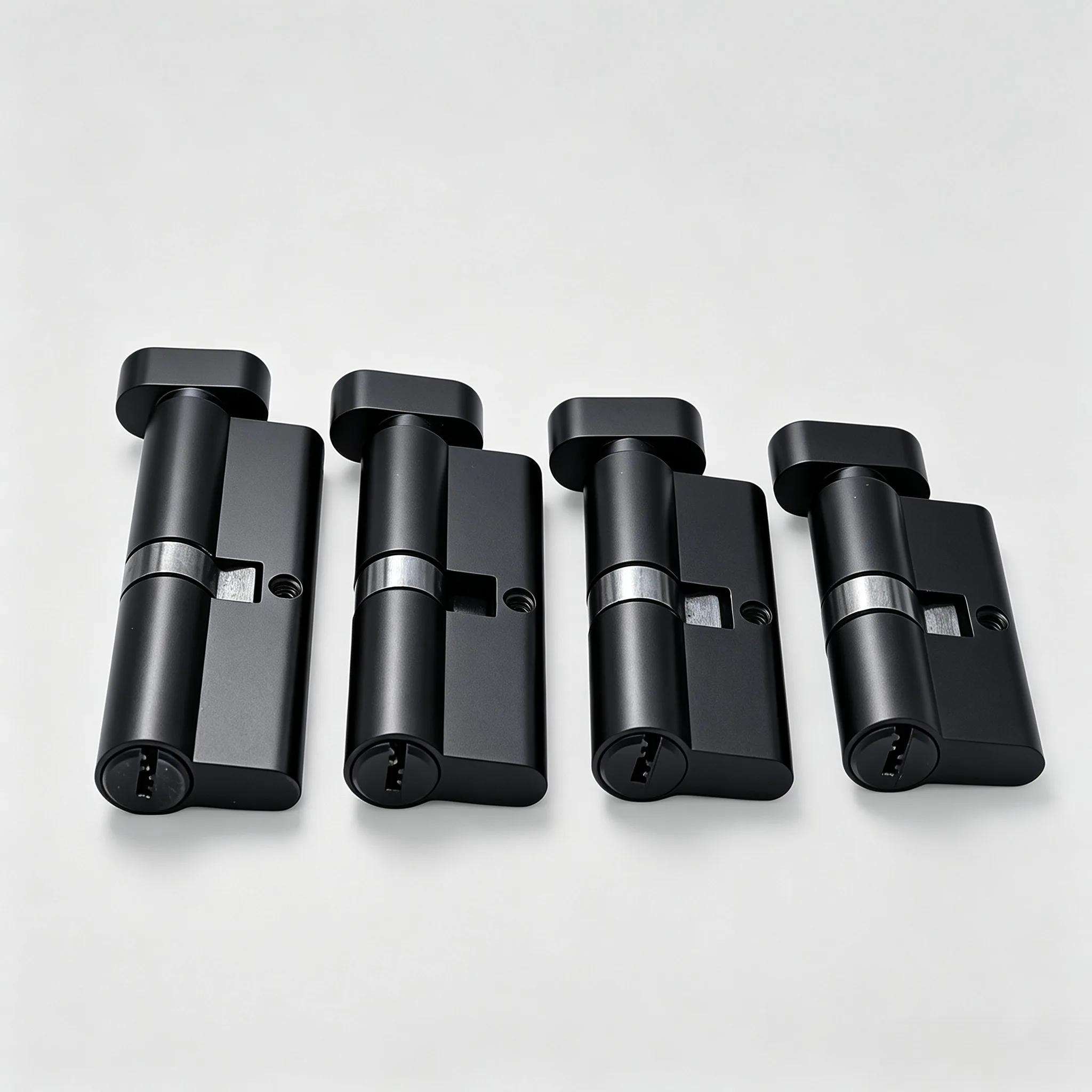 1Pc European Standard 60 mm (25+10+25 Segmented), 70 mm (30+10+30 Segmented) Solid Brass Black European-Style Large Lock Cylinder, with 5 Keyed Cam Locks; Single-Sided Opening Brass Lock Cylinder, Rust-Proof, Corrosion-Resistant, Replaceable Universal European Standard Lock Cylinder