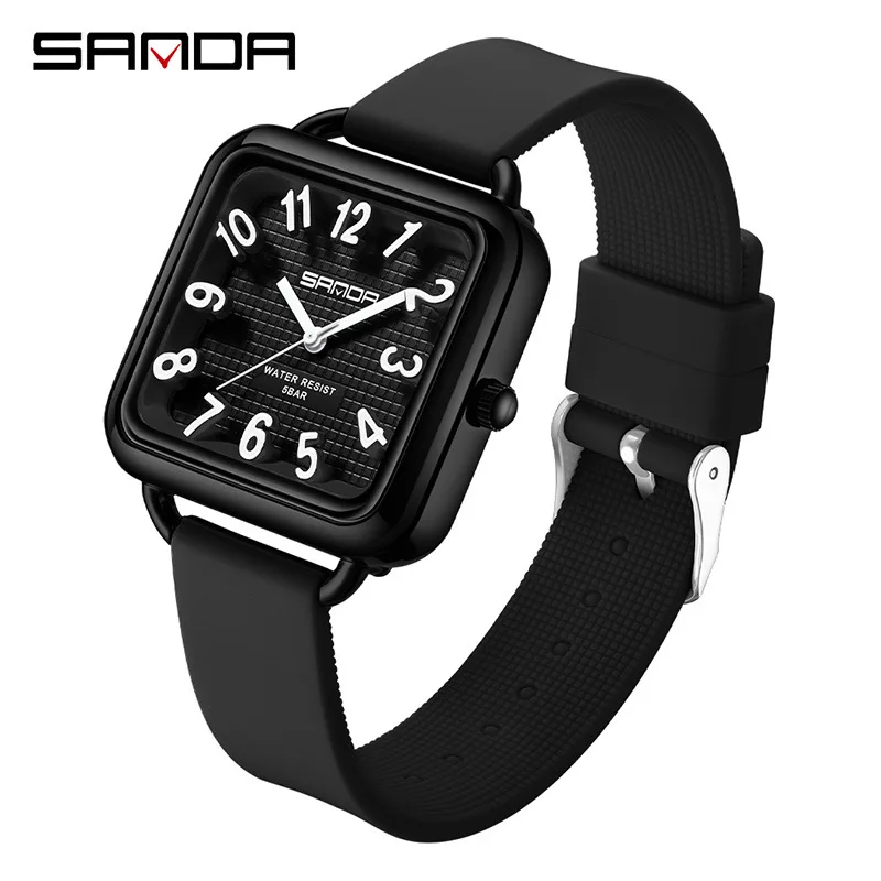 SANDA 3269 Reloj para estudiantes Nuevo reloj simple de moda Reloj de pulsera de cuarzo con escala digital grande resistente al agua