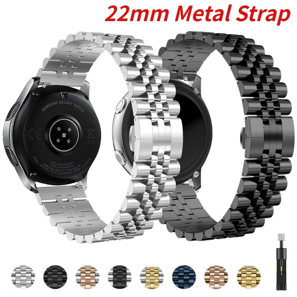 

22mm Stainless steel Strap for Huawei Watch GT4 3 2 2e 46mm/4 3 Pro Metal Replaceable Wristband for Samsung Watch 3 45mm/Gear S3