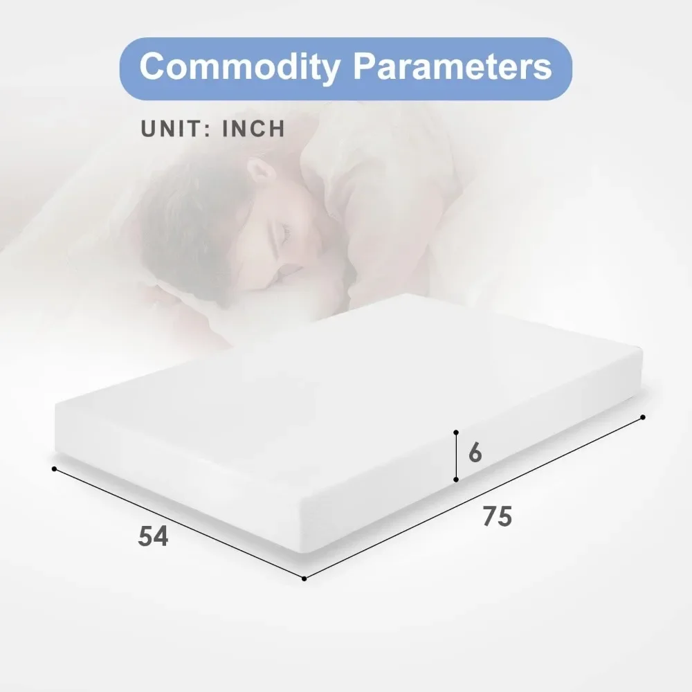 Matelas en mousse à mémoire de forme pour sommeil frais et instituts de pression, matelas optimistes moyens, lit dans une boîte, pression de Charleroi, plein, 6 po