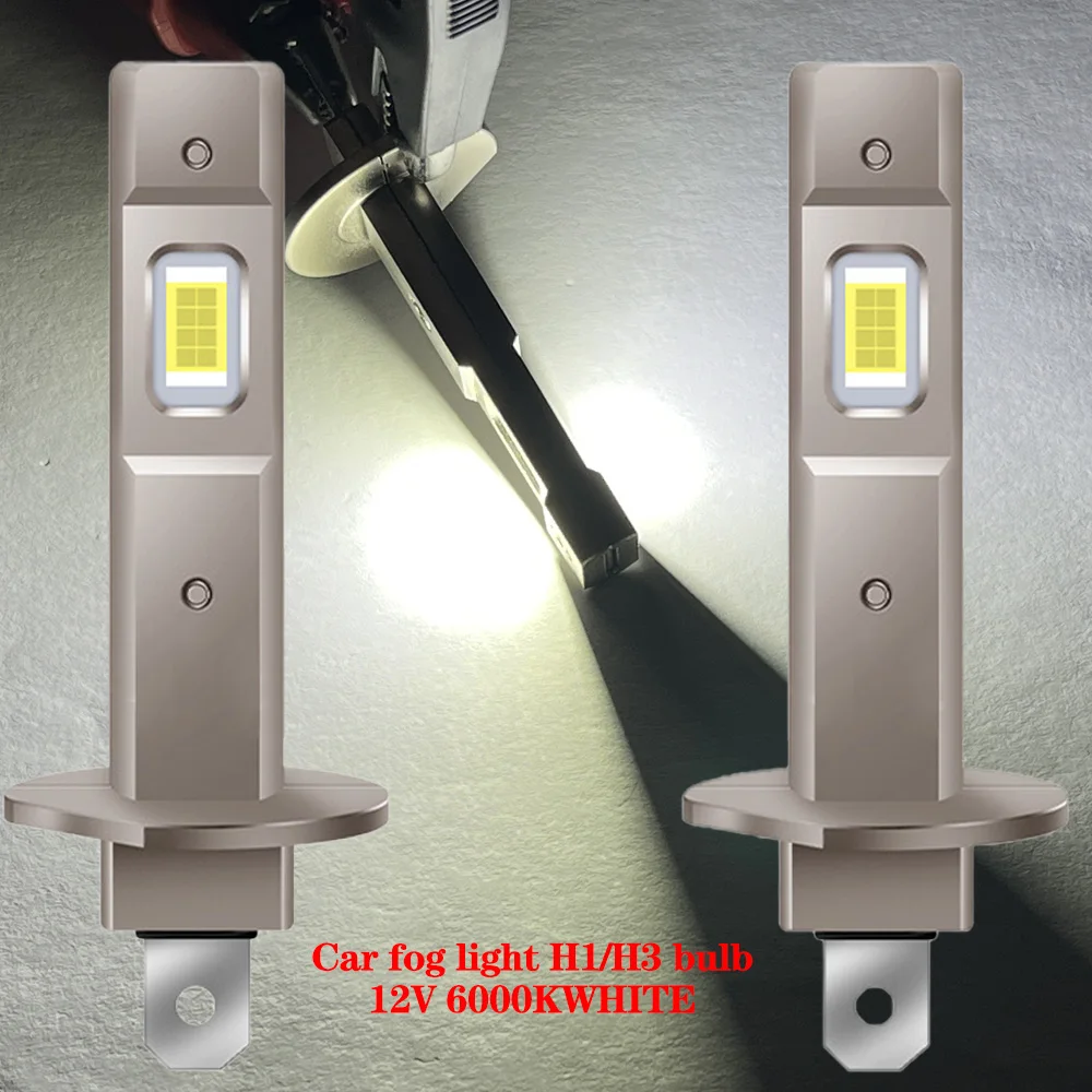 2PCS H1 Car Fog Lights Integrated 2LED Headlights H3 Direct Insertion Bulb 5730 High Brightness 6000K  360 ° Light Source 12V.