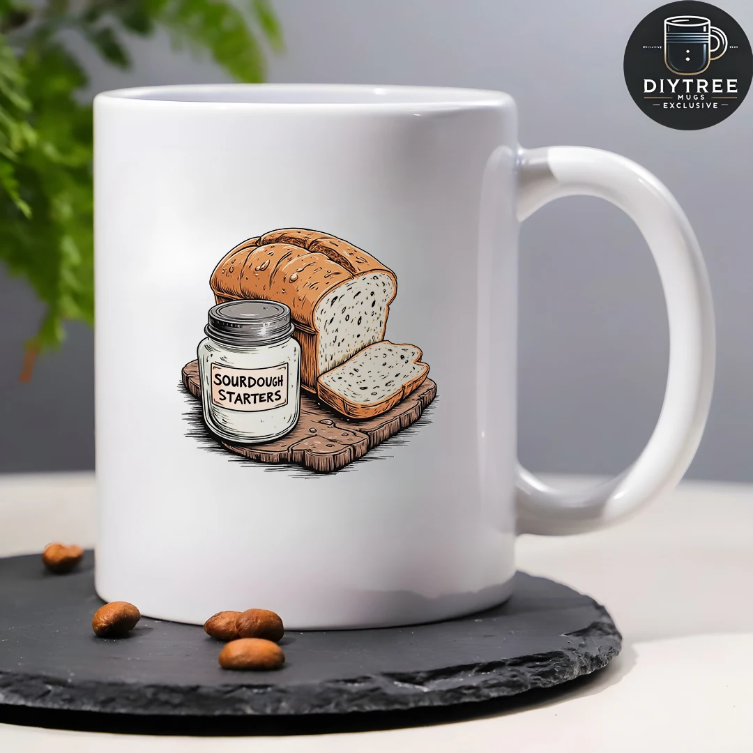 كوب الخبز الحامض المرسوم يدويًا، 11 أونصة، كوب مكتب إبداعي منزلي، اختيار هدية عيد الميلاد