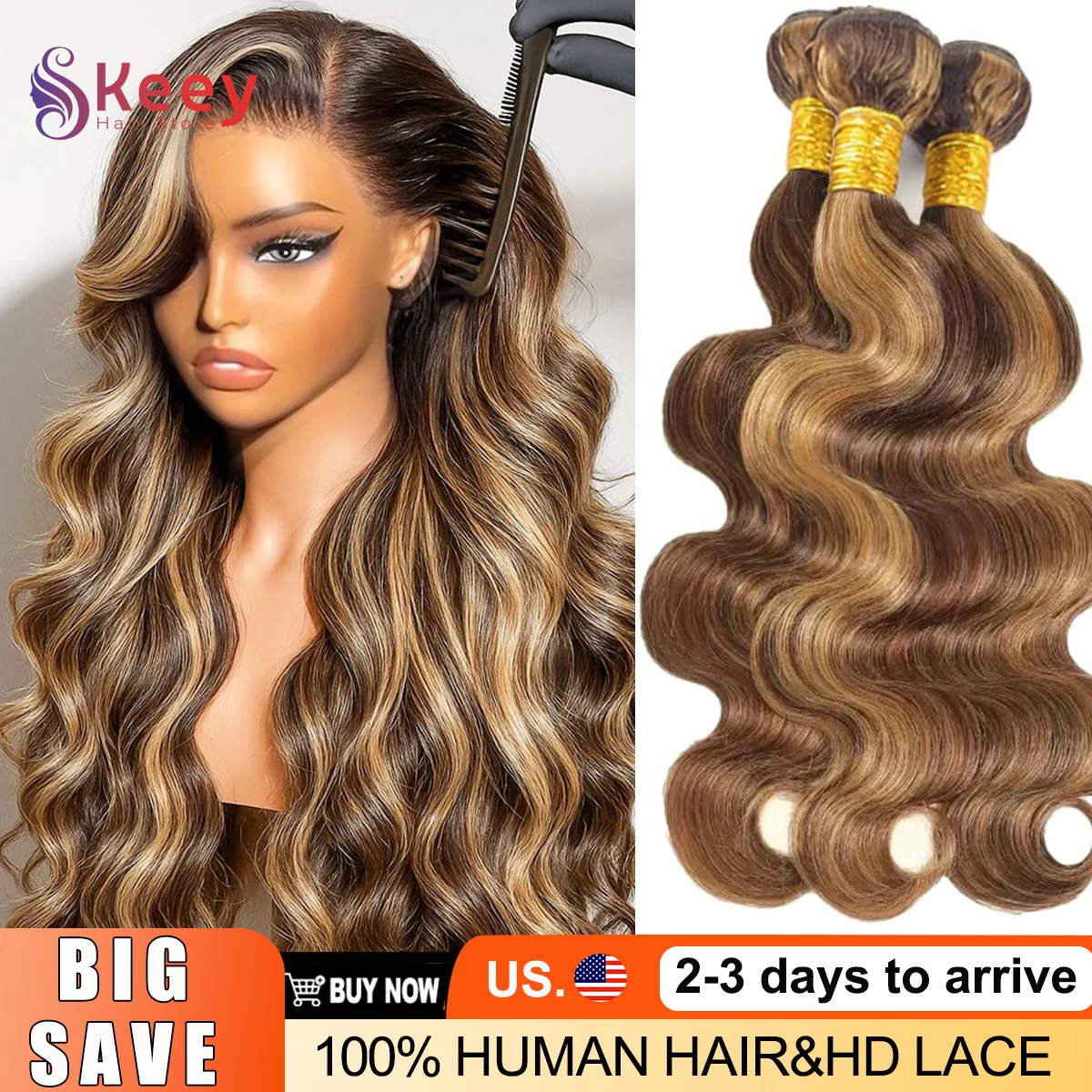 

30-дюймовые пучки человеческих волос с объемной волной 4/27, 16А, бразильские пучки волос медового блонда, цветные пучки волос для чернокожих женщин