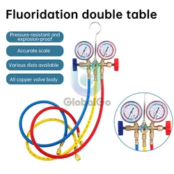R12 R22 R404A R134A Manifold Gauge Set HVAC A/C Refrigeration Charging Service with Hoses Adjustable Couplers Adapter Can Tap