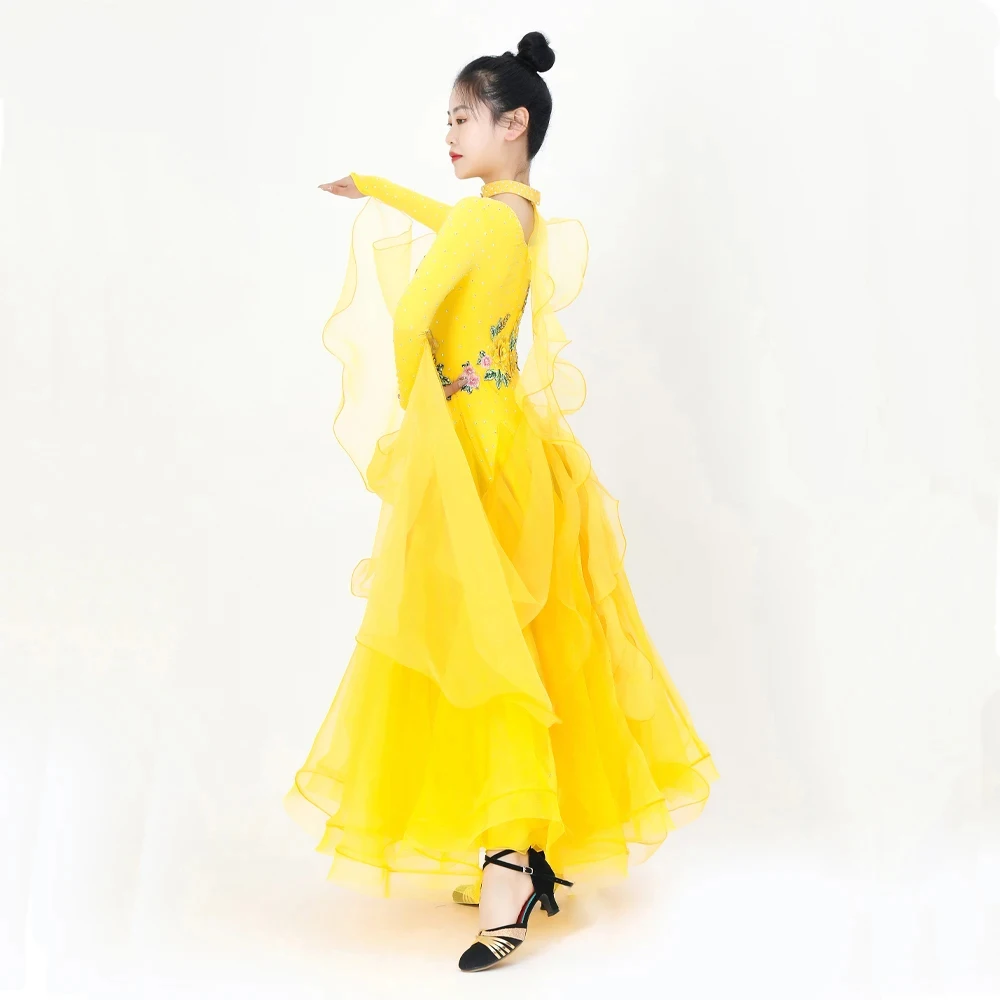 Modern Dance Dress Valsa Ballroom Costume Female Suit Carnival Girl Flamenco Sets Competition Waltz Womens Wedding Party Clothes