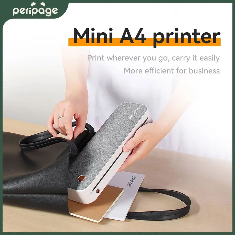 Easy Carry Wireless Portable HD Thermal Peripage A4 Printer Machine for Travel Business Office Work Homework PC Mobile Phone