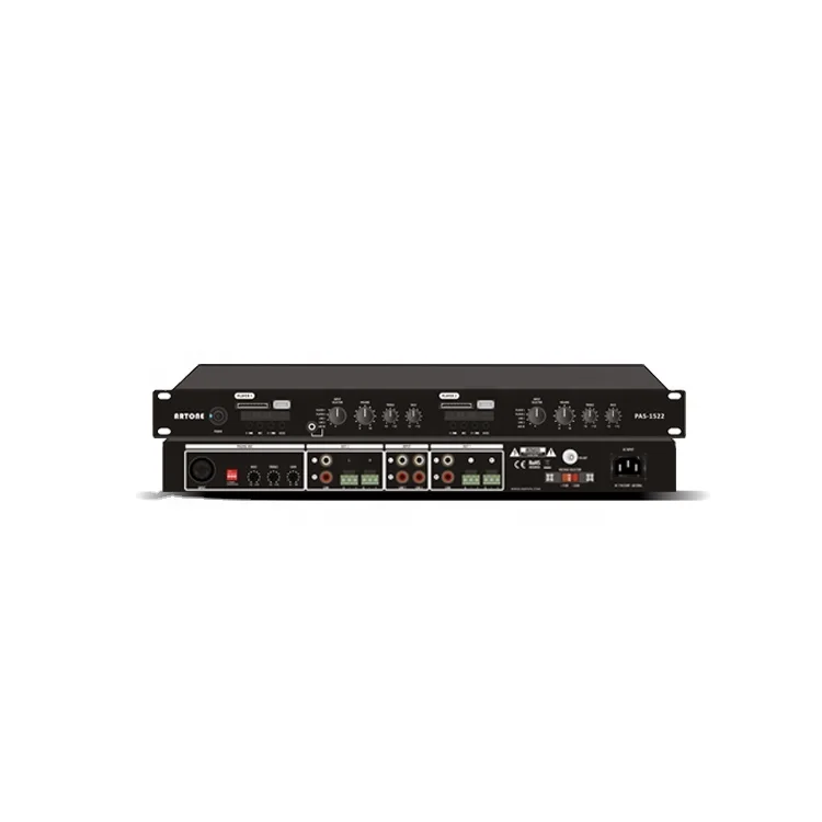 1U Multi Function 2CH Dual Media Player PAS-1522 Pre Amplifier  Use for Public Address System