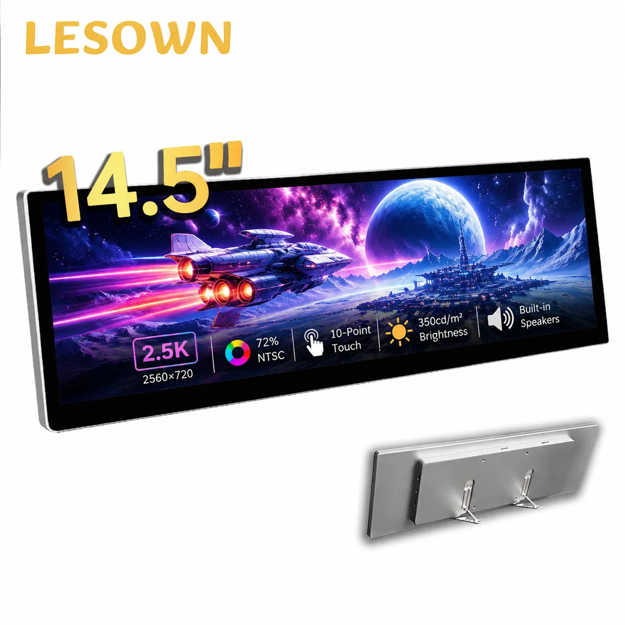 

LESOWN 14.5" Ultra-wide Mobile Monitor 2.5K Capacitive Touch Hassle-free Setup Aluminum Shell for Ultrabook