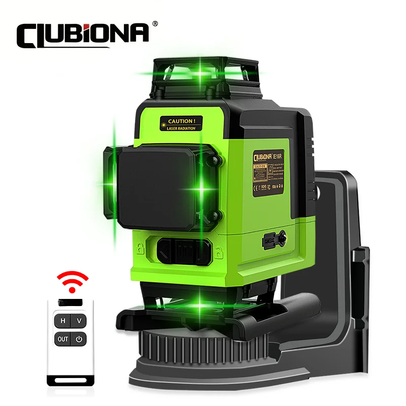 Clubiona 4D 16 lines Professional German Core Floor Ceiling Remote Control Green Line Laser Level with 5000mahs Li-Ion Battery