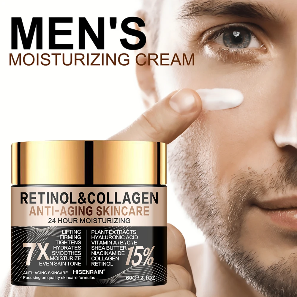 HISENRAIN Men's Retinol Collagen Cream 7X Powerful Moisturizing Tightening Brightening Skin Tone Oil Control Deep Hydrating