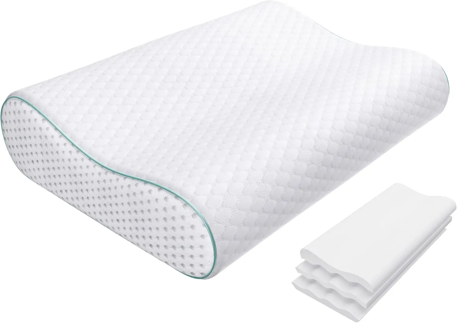 

Ergonomic Memory Foam Pillow for Neck and Shoulder Pain Relief, Adjustable Contour Pillow for All Sleeping Positions, King Size