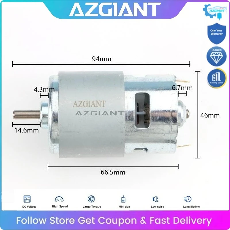 

RS-775WC-8016 Mini Motor DC 18V Large Torque High Speed Power Electric Starter Tool Accessories DIY Widely Used