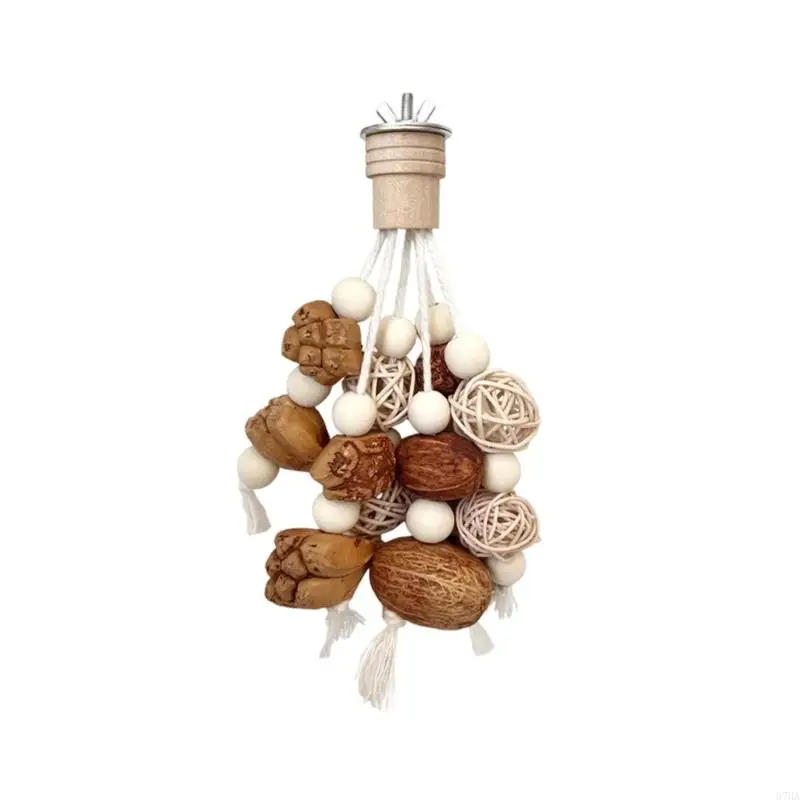 Bird Cage Chew Toy for Small to Pet Birds, Top Screw Mount, Hanging Enrichment Toy for Cages, Neutral Finish 87HA