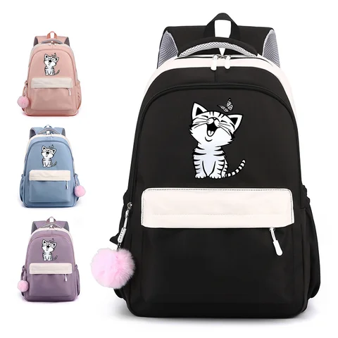 귀여운 고양이 패턴 배낭 캐주얼 야외 하이 퀄리티 배낭, 고양이 하라주쿠 배낭 학교 가방, 노트북 백팩, 신제품