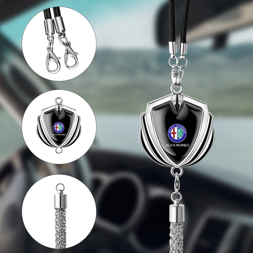

Car Interior Rearview Mirror Pendant Hanging Ornaments Accessories For Alfa Romeo Giulia 156 159 Mito Stelvio Sportiva Giulietta