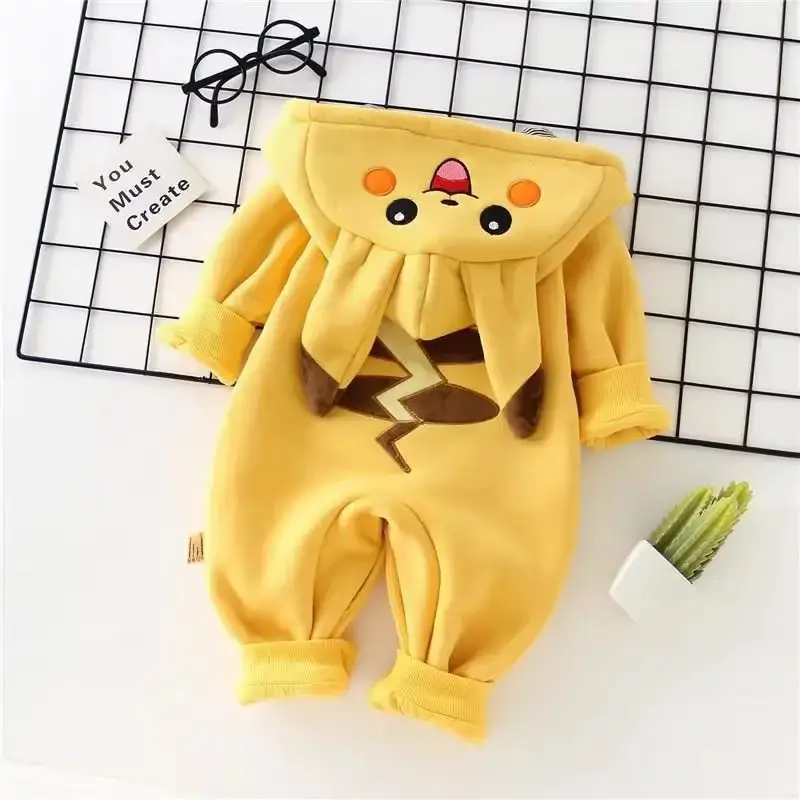 Hot Pokemon Pikachu Cartoon Baby Newborn Winter Long-sleeved Clothing 0-3 Years Old Kid Rompers Babies Toddler\'s Clothes Onesie