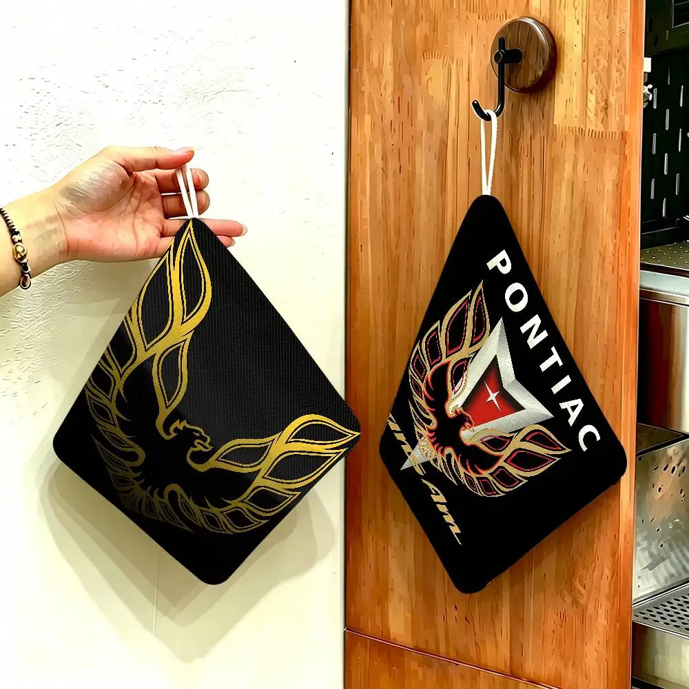 Pontiac Firebird Trans Polyester Cotton Hand Wiping Towel with Hanging Loop, Lightweight for Home and Commercial Use