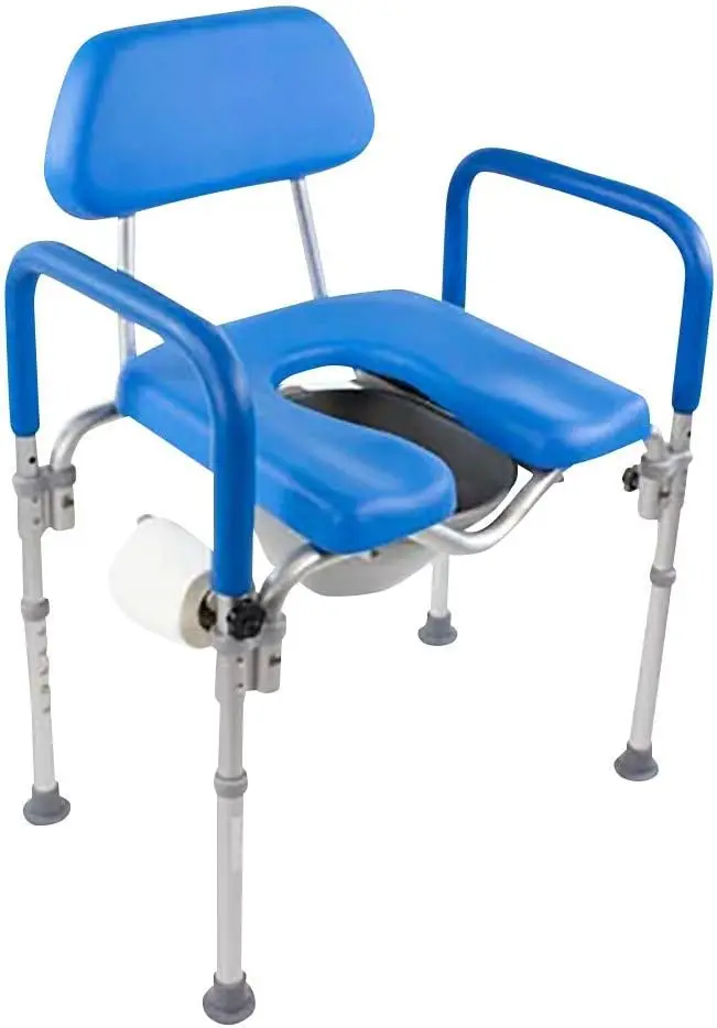 Silla de ducha acolchada de primera calidad, asiento de inodoro elevado cómodo con asas de brazo acolchadas y respaldo