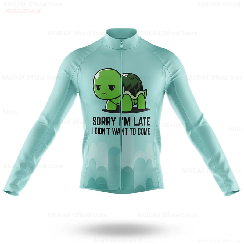 Funny Turtle Long Sleeve Cycling Jersey Bicycle Clothing Breathable Road Bike Racing Jersey Unisex Anti-UV MTB Riding Wear Shirt