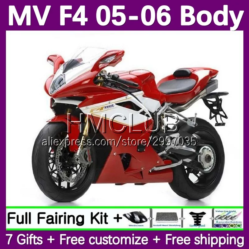 Fairing Kit For Agusta MV F4 R312 750S 1000 R 750 1000CC 1000R 75No.28 MVF4 312 1078 1+1 MA F4 05 06 2005 2006 Body red white