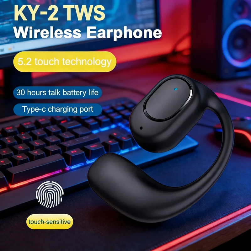 KY2 single wireless earphone air conduction earphone HiFi earhook music sports noise reduction earphone