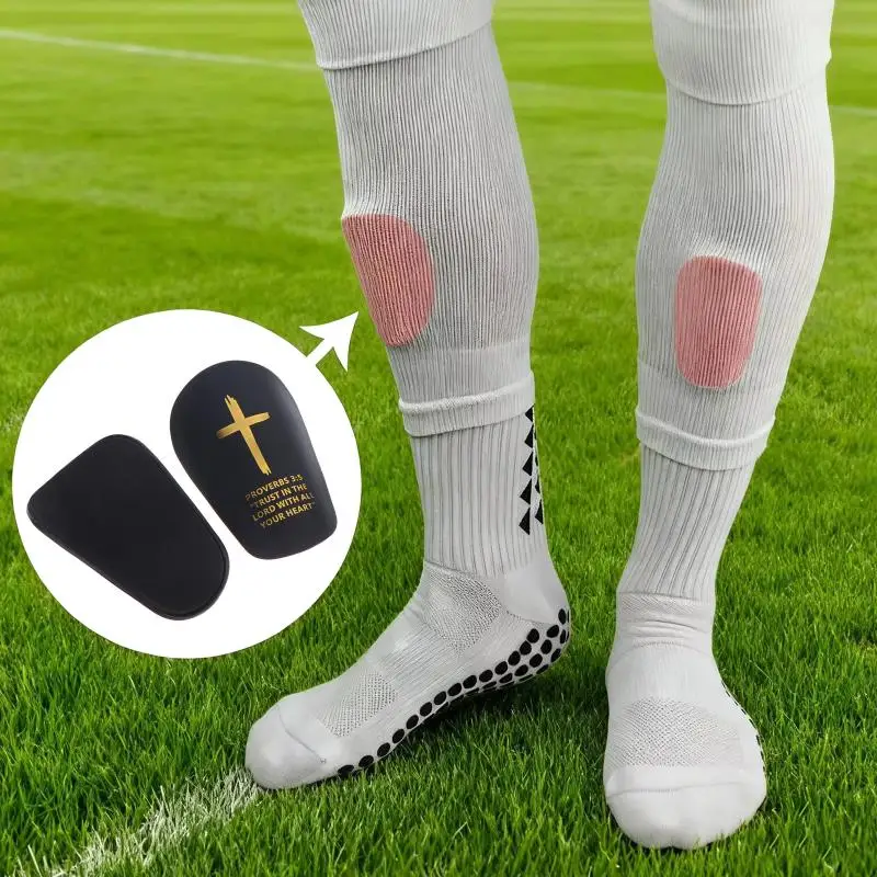 【F】1Pair Christ Shin Guards With BibleVerse Soccer Football Protective Pads For Adults & Youth, Inspirational Sports Gear