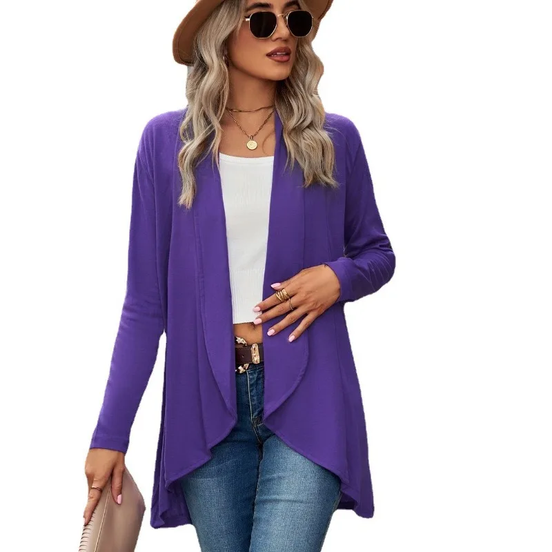 2025 Autumn and Winter New Long-sleeved Solid Color Loose Cardigan Top Women's Knitted Jacket