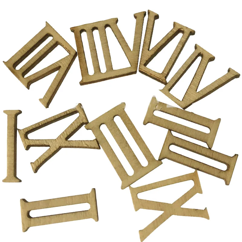 50PCS 20MM Wooden Roman Numerals Shape Wood Numerics Numbers DIY Household Bedroom Ornaments Craft Decoration Gift