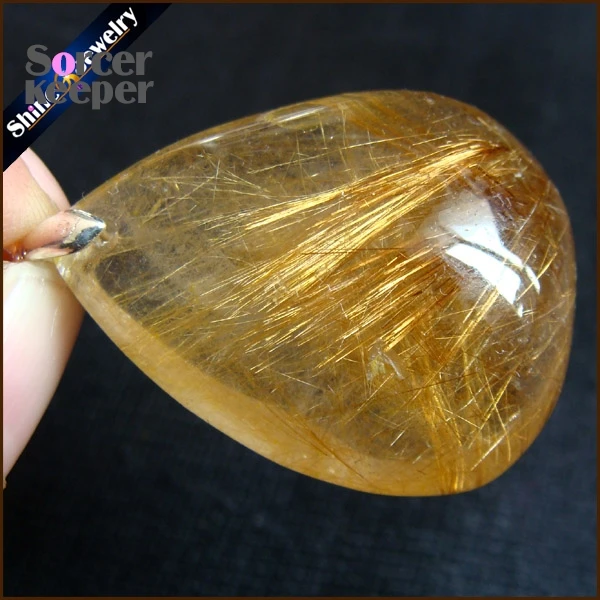 Natural Citrine Yellow Crystal Rutilated Quartz Pendant Hairstone Necklace Polished Stone Healing Stone for Jewelry Making AA842