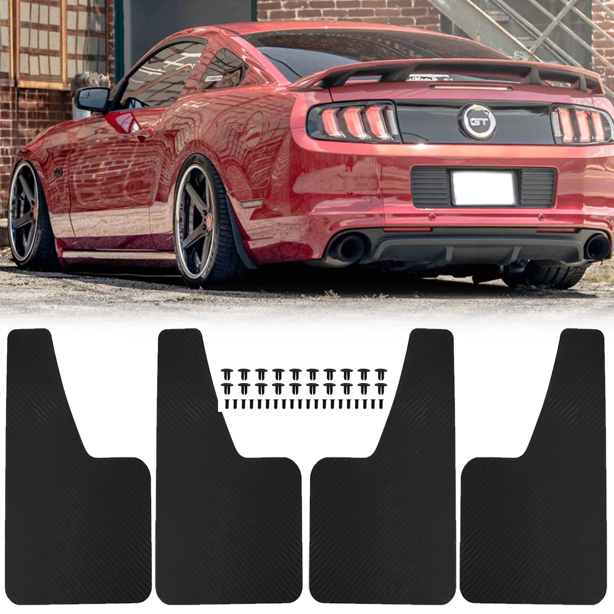 Red/Black Mud Flaps For Ford Mustang GT V6 Ecoboost GT500 GT350 GT-S CS Shelby Pony Mach-E GT Mudflaps Splash Guards Mudguards